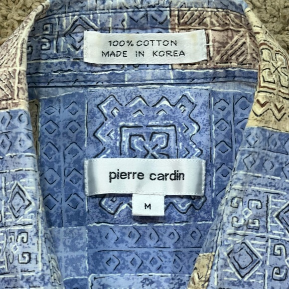 Pierre Cardin Vintage Shirt Med Blue Pattern - Picture 3 of 4